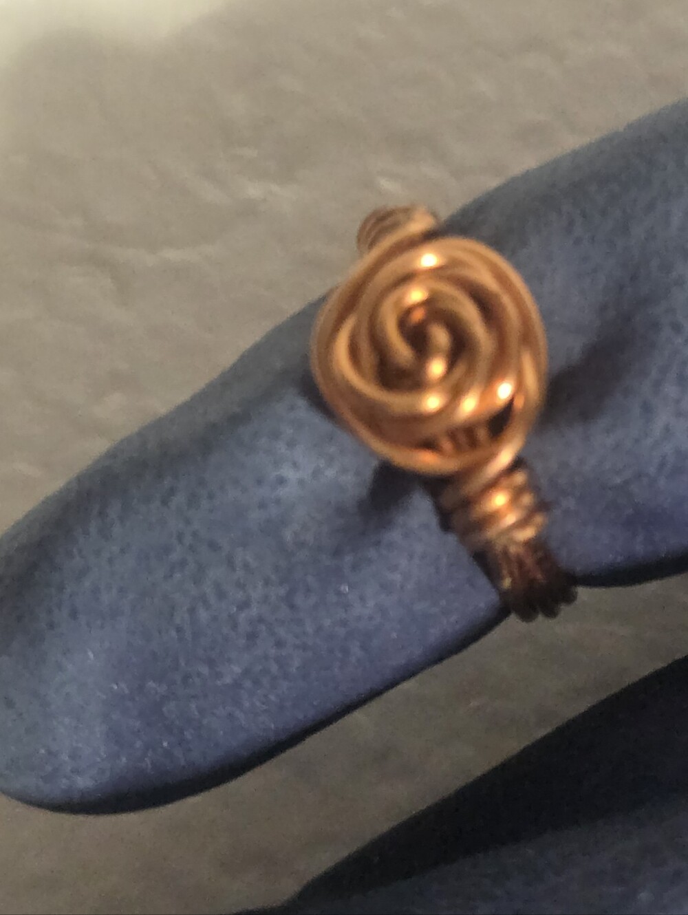 Handcrafted Copper Wire Rose Pinky Ring - Copper Color